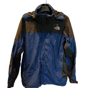 Men's Vintage North Face Hooded Jacket Hyvent Royal Blue and Black size XL